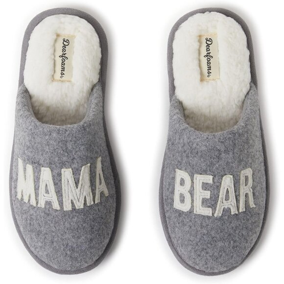 Women's Gifts For Mom Cute Cozy Mothers Day Mama Bear Slipper With Rubber Sole - Picture 1 of 6